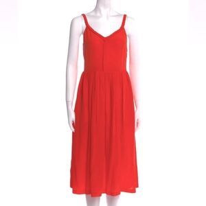 NWT Rebecca Taylor All Tied Up Dress Tomato Red Bright Orange Size 8